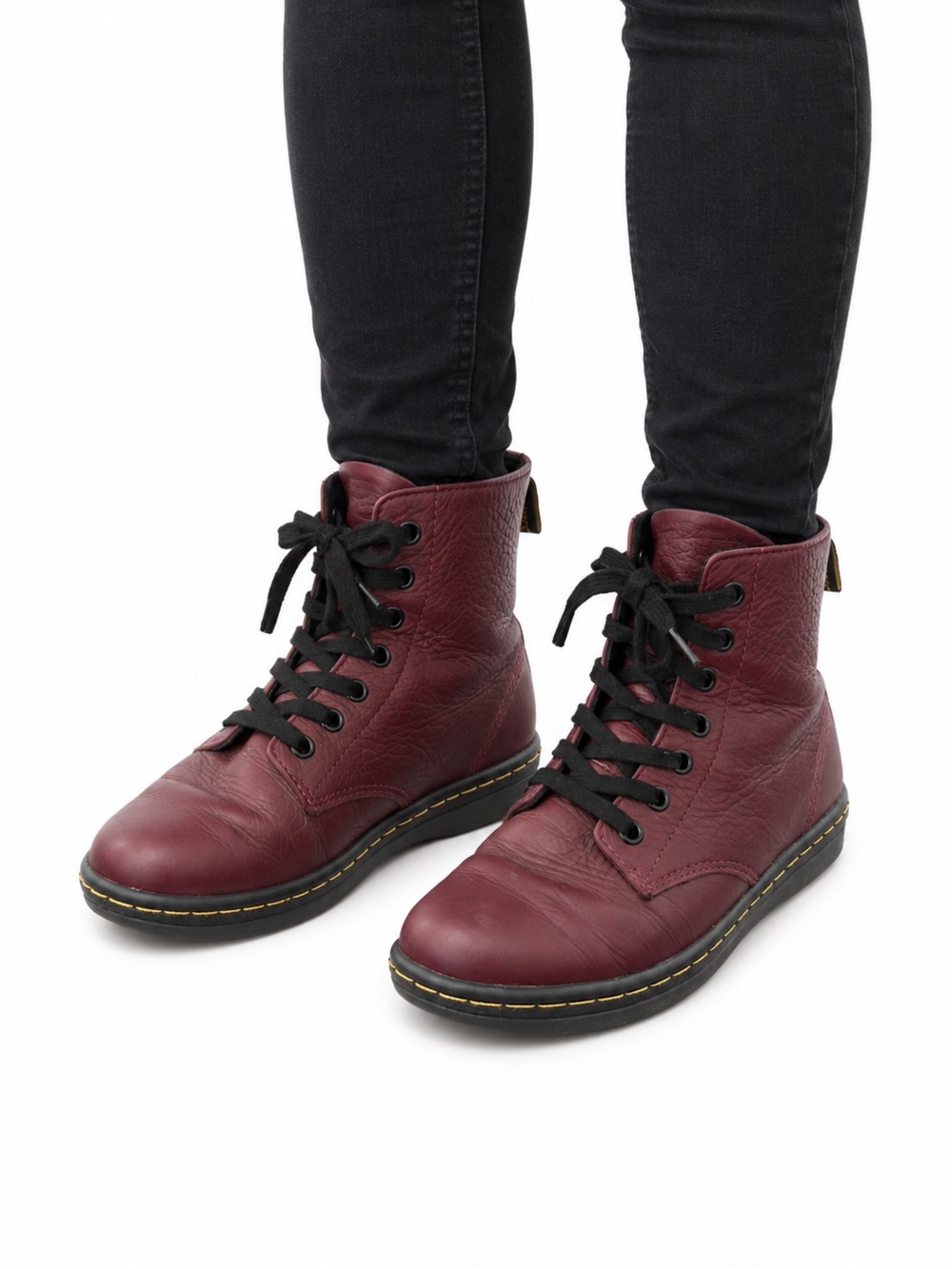 Size 6 Dr. Martens Women’s Leyton Burgundy Leather Lace-Up Boots